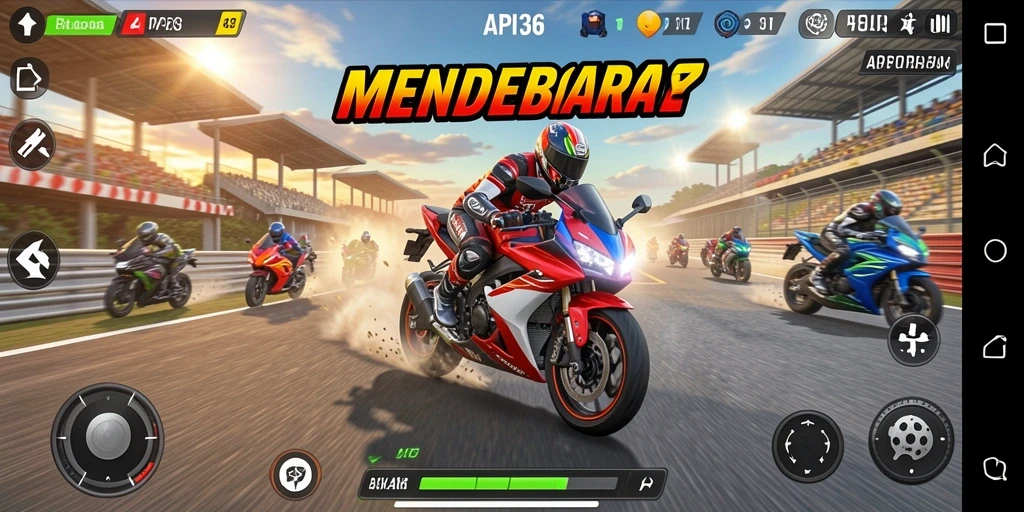 Gambaran gameplay seru di API36 saat balapan motor.