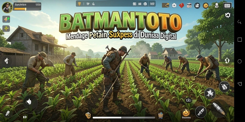 Screenshot gameplay BATMANTOTO menunjukkan aktivitas bertani yang seru.