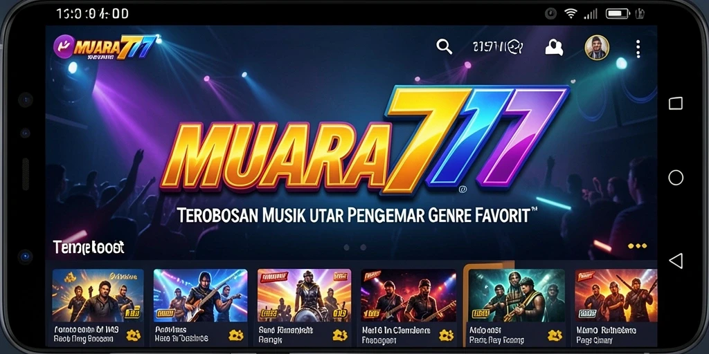 Tampilan screenshot utama MUARA777 menampilkan gameplay interaktif dengan musik.
