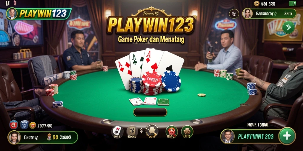 Tampilan gameplay seru di aplikasi poker PLAYWIN123.