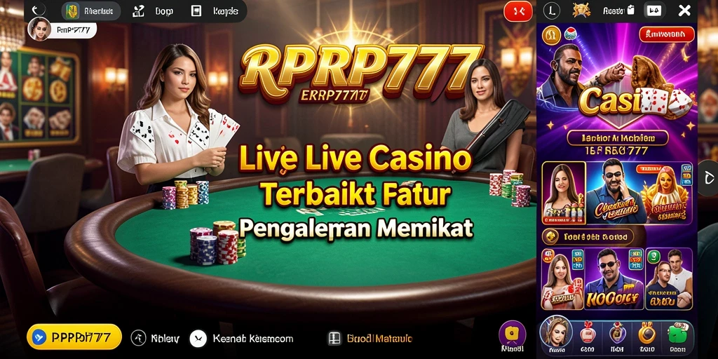 Screenshot RPRP777 menampilkan dealer profesional dan permainan Live Casino yang mengesankan.